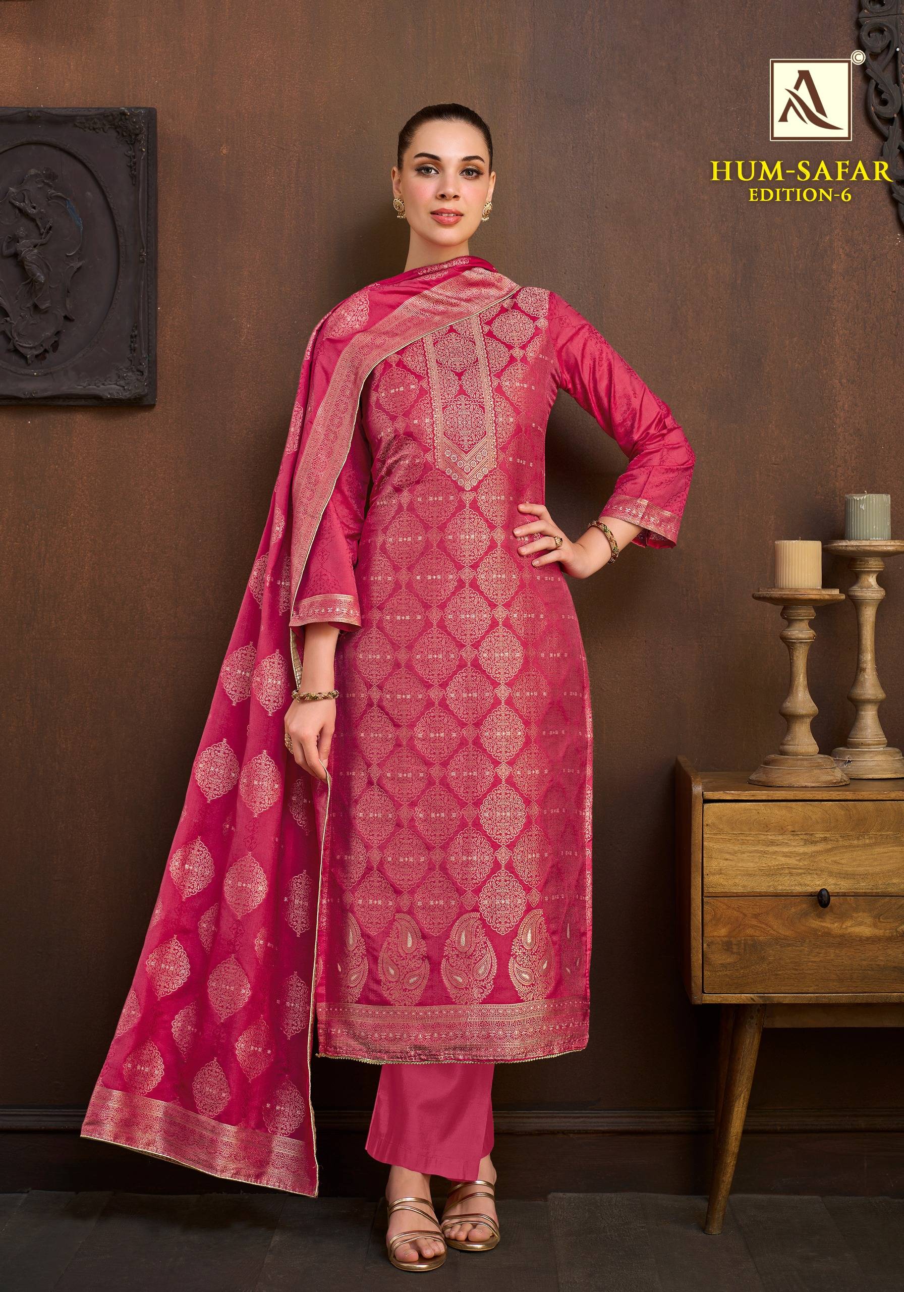 HUMSAFAR VOL 6 BY ALOK SUIT 1 To 06 Series Beautiful Festive Suits Stylish Colorful Fancy Casual Wear & Ethnic Wear JACQUARD Dresses At Wholesale Price